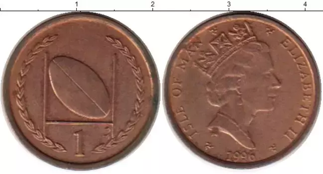 Монета пенни Острова Мэн 1996 года Бронза Елизавета II
