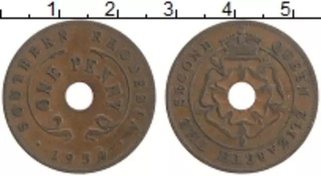 Монета пенни Родезии 1954 года Бронза Елизавета II