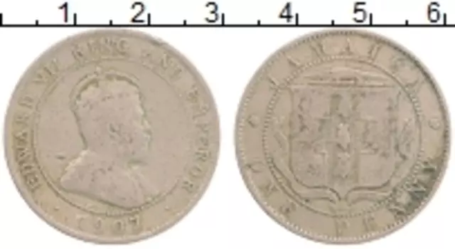 Монета пенни Ямайки 1907 года Медно-никель Эдуард VII