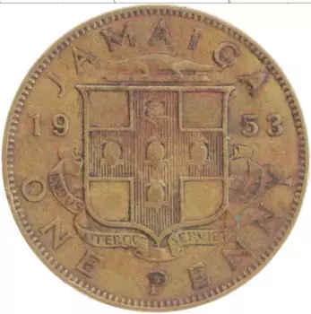 Монета пенни Ямайки 1953 года Латунь Елизавета II
