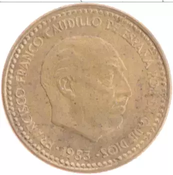 Монета песета Испании 1953 года Бронза Францисско Франко