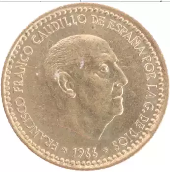 Монета песета Испании 1966 года Бронза Франсиско Франко