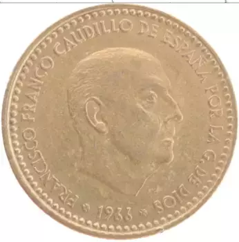 Монета песета Испании 1966 года Бронза Франсиско Франко