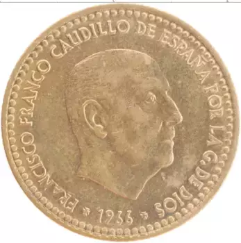 Монета песета Испании 1966 года Латунь Франсиско Франко
