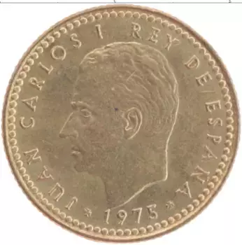 Монета песета Испании 1975 года Латунь Хуан Карлос I