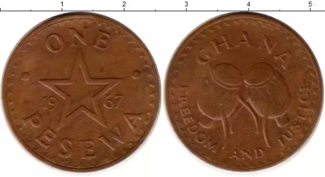 Монета песева Ганы 1967 года Бронза Барабаны
