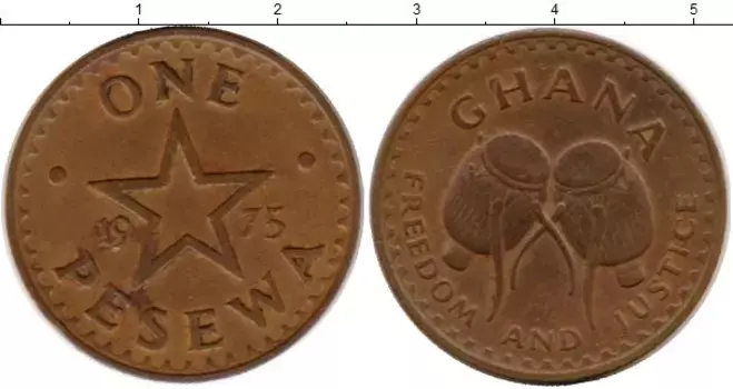 Монета песева Ганы 1975 года Бронза