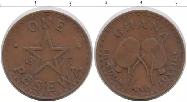 Монета песева Ганы 1975 года Бронза Барабаны