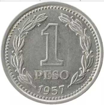 Монета песо Аргентины 1957 года Медно-никель Республика