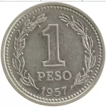 Монета песо Аргентины 1957 года Медно-никель