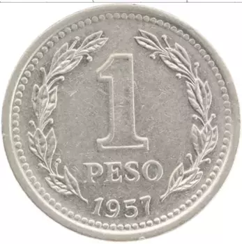 Монета песо Аргентины 1957 года Медно-никель