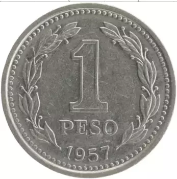 Монета песо Аргентины 1957 года Медно-никель