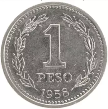 Монета песо Аргентины 1958 года Медно-никель
