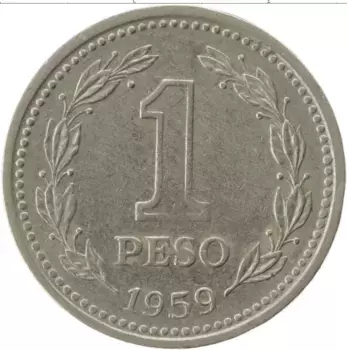 Монета песо Аргентины 1959 года Медно-никель
