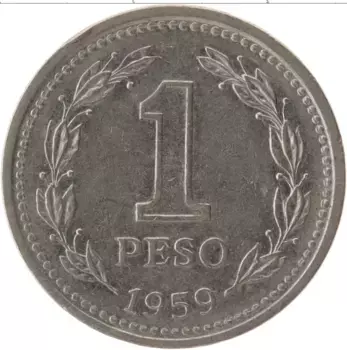 Монета песо Аргентины 1959 года Медно-никель