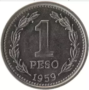 Монета песо Аргентины 1959 года Медно-никель