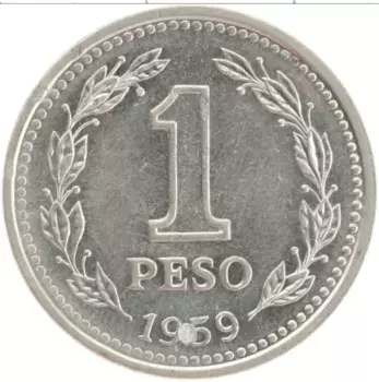 Монета песо Аргентины 1959 года Медно-никель