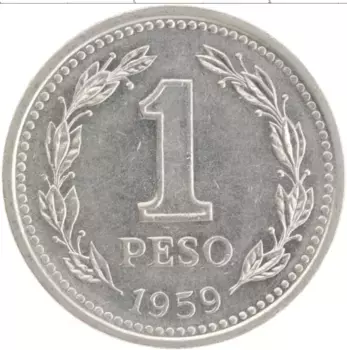 Монета песо Аргентины 1959 года Медно-никель