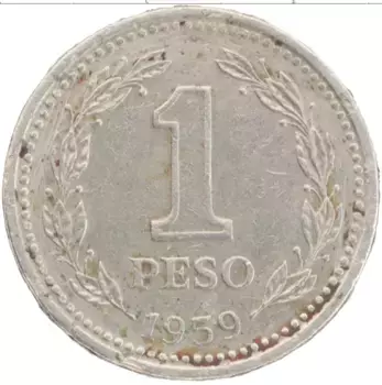 Монета песо Аргентины 1959 года Медно-никель