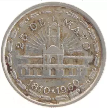 Монета песо Аргентины 1960 года Медно-никель 150 лет Свержения испанского наместника