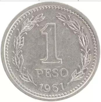 Монета песо Аргентины 1961 года Медно-никель