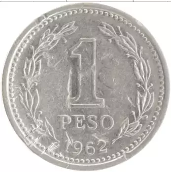 Монета песо Аргентины 1962 года Медно-никель