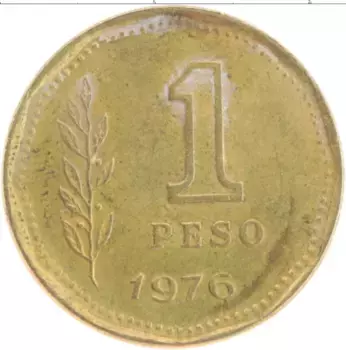 Монета песо Аргентины 1976 года Латунь