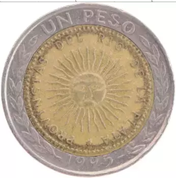 Монета песо Аргентины 1995 года Биметалл
