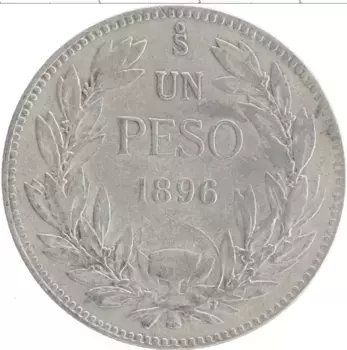 Монета песо Чили 1896 года Серебро