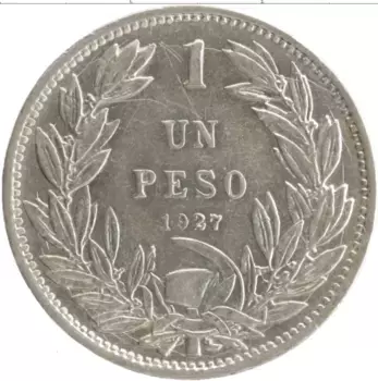 Монета песо Чили 1927 года Серебро