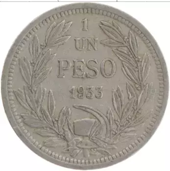 Монета песо Чили 1933 года Медно-никель