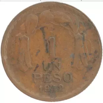 Монета песо Чили 1942 года Бронза