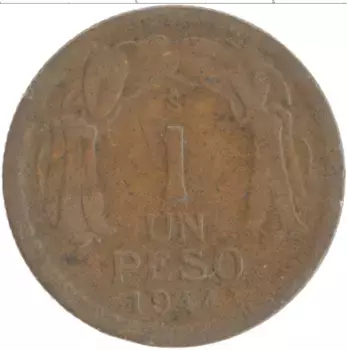 Монета песо Чили 1944 года Медь