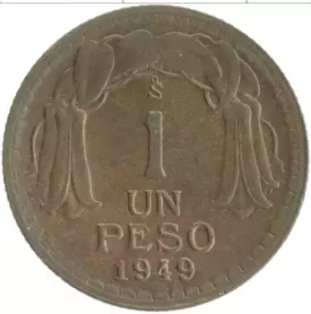 Монета песо Чили 1949 года Медь Бернардо О’Хиггинс
