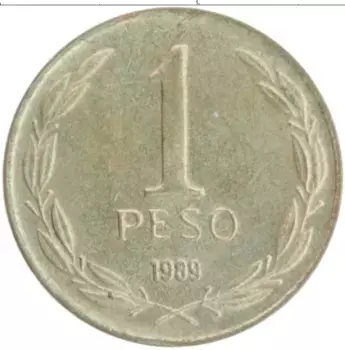 Монета песо Чили 1989 года Бронза О Хиггинс