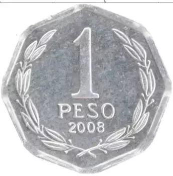 Монета песо Чили 2008 года Алюминий