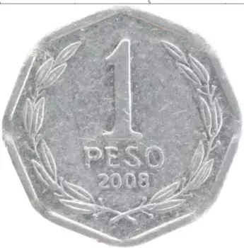Монета песо Чили 2008 года Алюминий Хиггенс