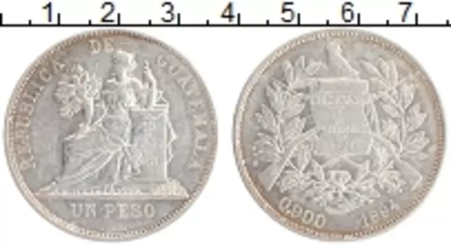 Монета песо Гватемалы 1894 года Серебро