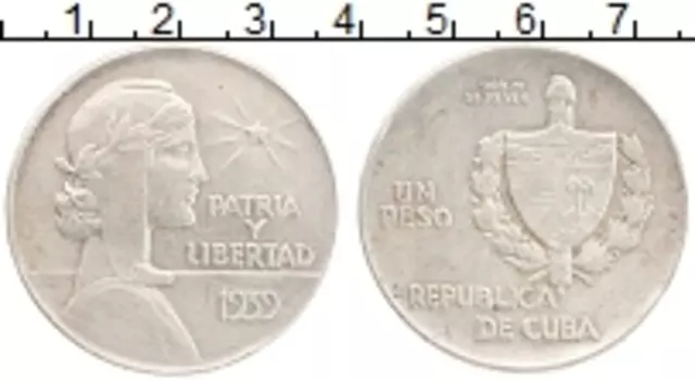 Монета песо Кубы 1939 года Серебро