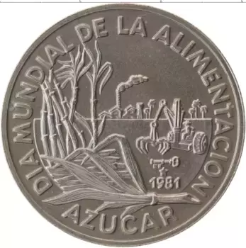 Монета песо Кубы 1981 года Медно-никель ФАО