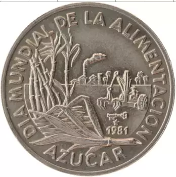 Монета песо Кубы 1981 года Медно-никель ФАО