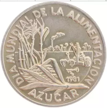 Монета песо Кубы 1981 года Медно-никель Азукар