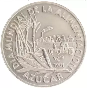 Монета песо Кубы 1981 года Медно-никель ФАО