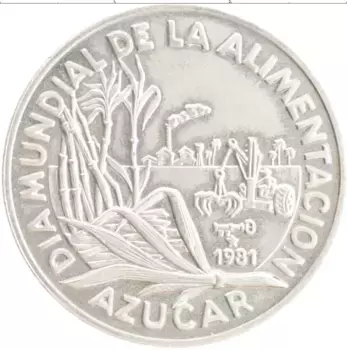 Монета песо Кубы 1981 года Медно-никель ФАО