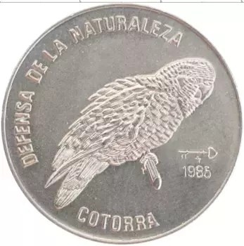 Монета песо Кубы 1985 года Медно-никель Попугай