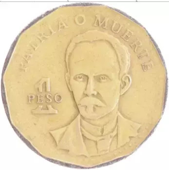 Монета песо Кубы 1994 года Латунь Хосе Марти
