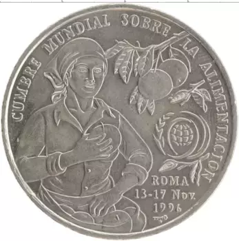 Монета песо Кубы 1996 года Медно-никель ФАО