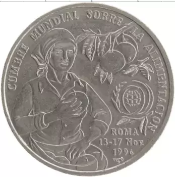 Монета песо Кубы 1996 года Медно-никель ФАО