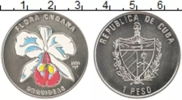 Монета песо Кубы 2001 года Медно-никель Флора Кубы