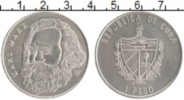 Монета песо Кубы 2002 года Медно-никель Карл Маркс